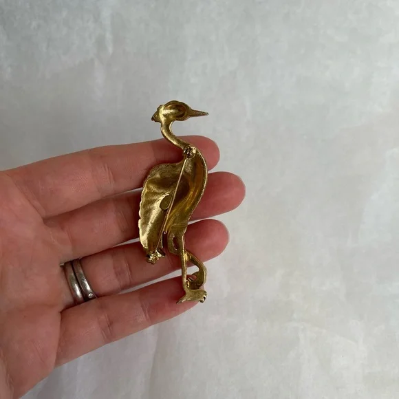 Hobe Heron Coral Brooch